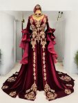 fırfır kollu bordo kaftan
