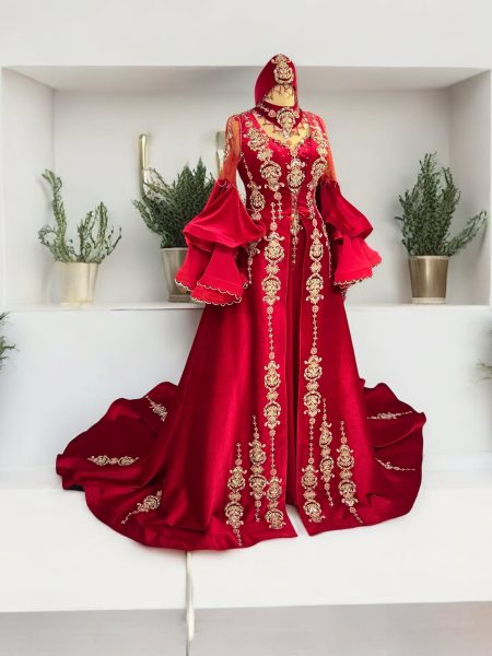 fırfır kollu kırmızı kaftan