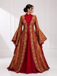 Kırmızı Gold İşlemeli Osmanlı Bindallı Kaftan Takımı