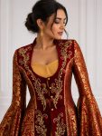 Kırmızı Gold İşlemeli Osmanlı Bindallı Kaftan Takımı