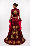 Bordo Fuşya İşlemeli Kınalık Kaftan