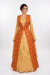 Turuncu Gold İşlemeli Kınalık Kaftan