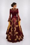 Bordo Gold Nakışlı Osmanlı Kaftanı