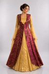 Fuşya Bordo Gold Desenli Osmanlı Kaftanı